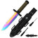 Snake Eye Viper Fang overlevelseskniv med Rainbow TiNite belegg og slire