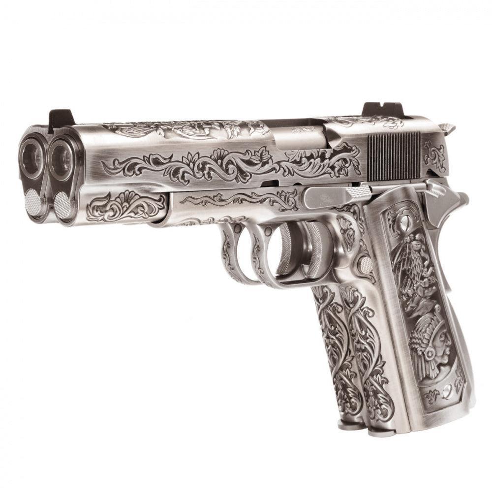 WE - 1911 Double Barrel Gassdrevet Softgunpistol - Floral Patter - Game-On.no