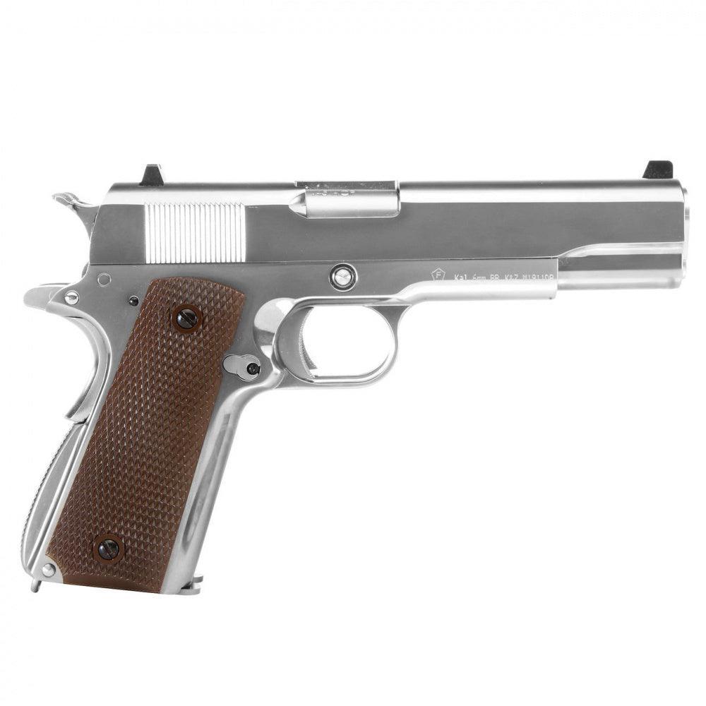 WE - 1911 Double Barrel Gassdrevet Softgunpistol - Sølv - Game-On.no