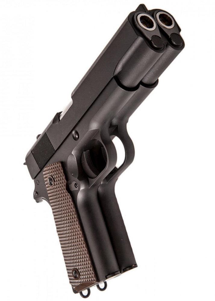 WE - 1911 Double Barrel Gassdrevet Softgunpistol - Svart - Game-On.no