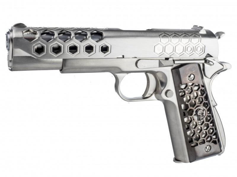 WE - 1911 Hex Style Silver - Gass Softgun med Blowback - Game-On.no