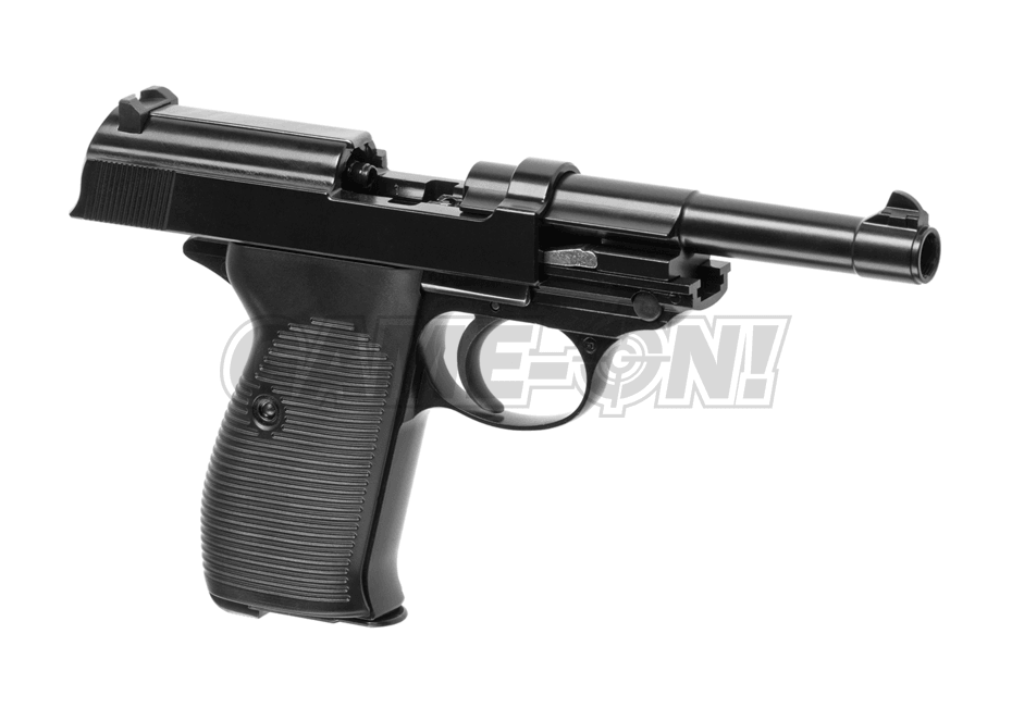 WE - P38 Gassdrevet Softgun Pistol med Blowback - Svart - Game-On.no