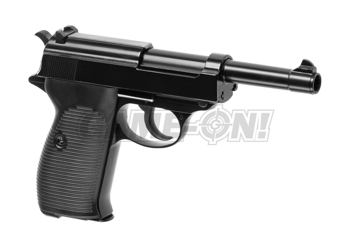 WE - P38 Gassdrevet Softgun Pistol med Blowback - Svart - Game-On.no