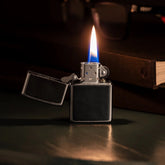 Zippo - Black Leather Emblem - Street Chrome Lighter - Game-On.no