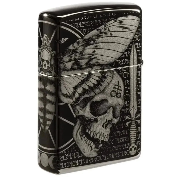 Zippo - Hawkmoth High Polish Black - Lighter - Game-On.no