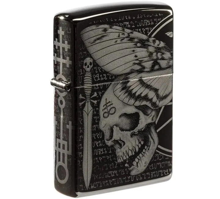 Zippo - Hawkmoth High Polish Black - Lighter - Game-On.no