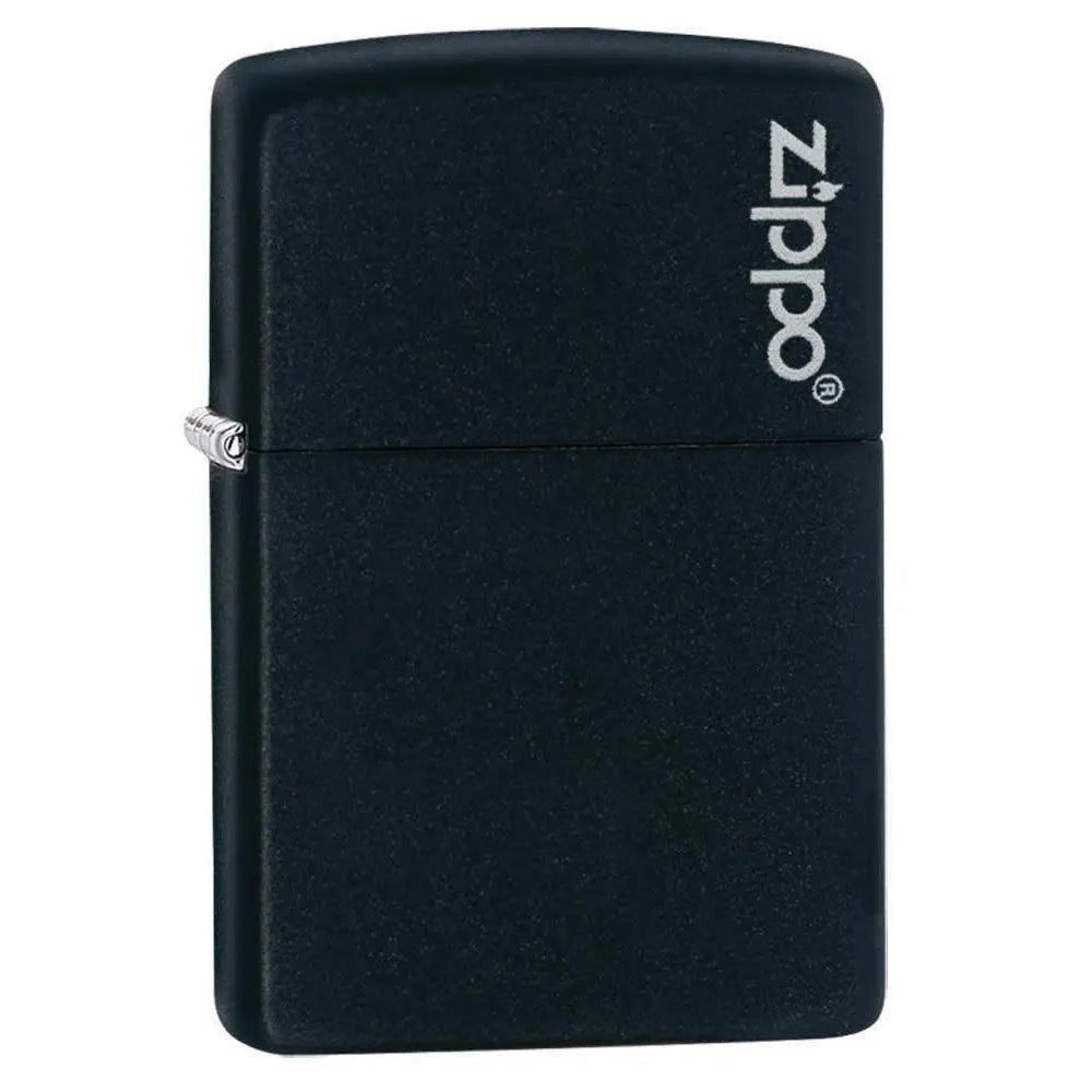 Zippo - Klassisk Matt Svart med Logo - Game-On.no