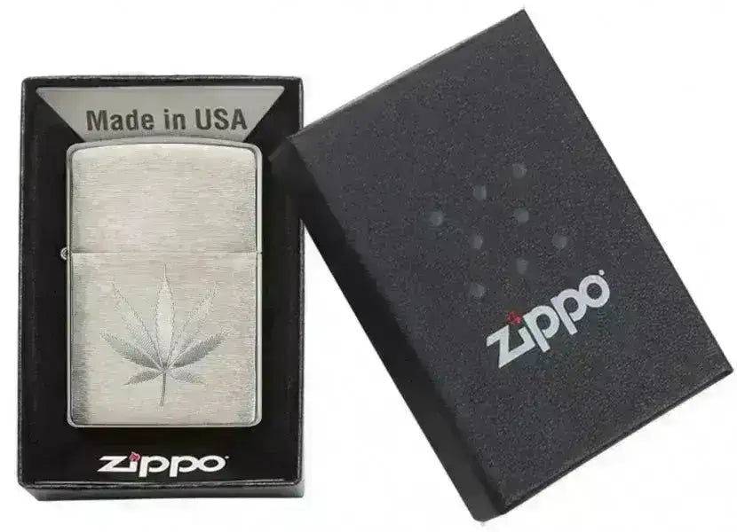 Zippo Lighter - Chrome Marijuana Leaf - Game-On.no