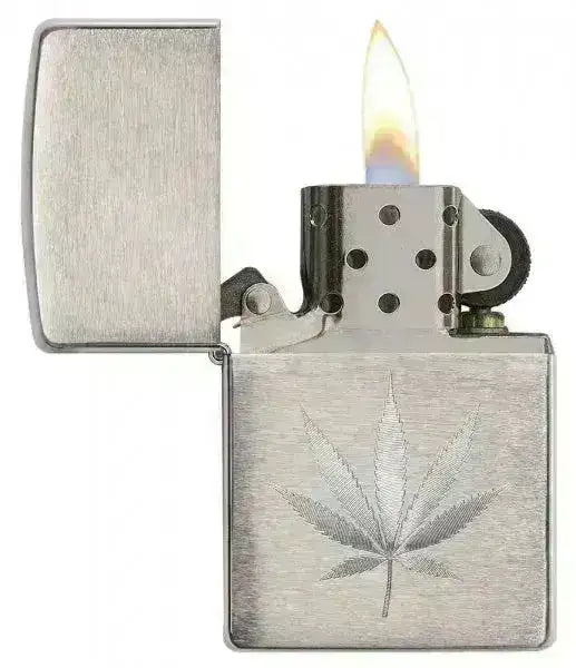 Zippo Lighter - Chrome Marijuana Leaf - Game-On.no