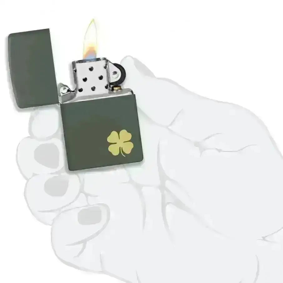 Zippo Lighter - Firkløver Motiv - Game-On.no