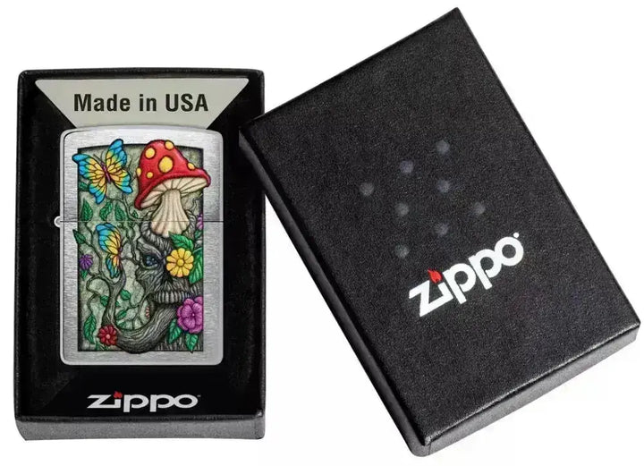 Zippo Lighter - Freaky Nature Design - Brushed Chrome - Game-On.no