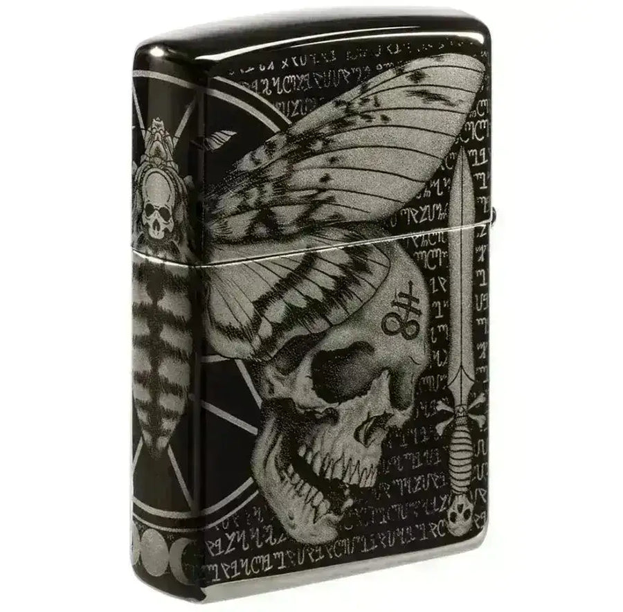 Zippo Lighter - Hawkmoth High Polish Black - Game-On.no