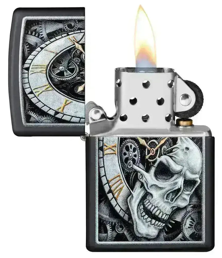 Zippo Lighter - Skull Clock Design - Game-On.no