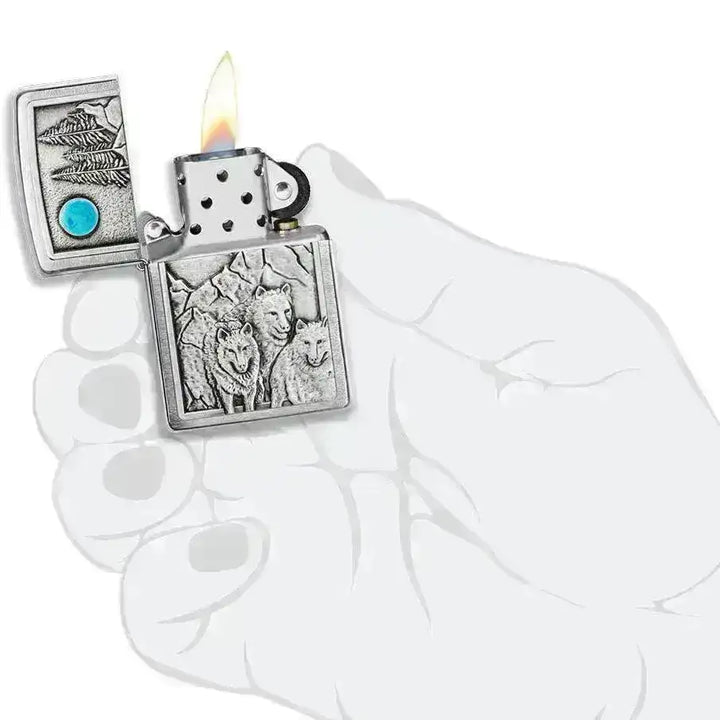 Zippo Lighter - Ulveflokk i Månelys - Game-On.no