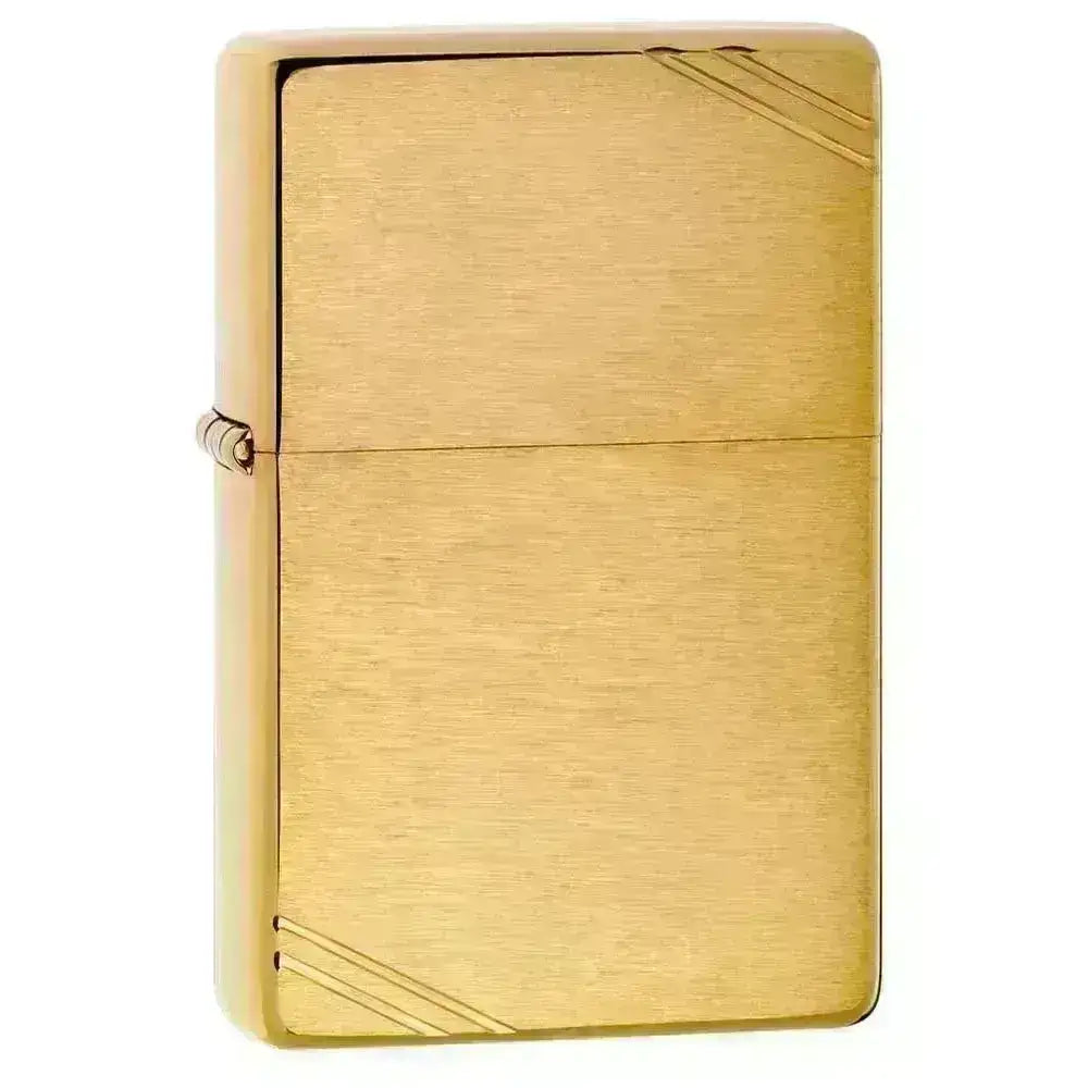 Zippo Lighter - Vintage 1935 Børstet Messing Riller - Game-On.no