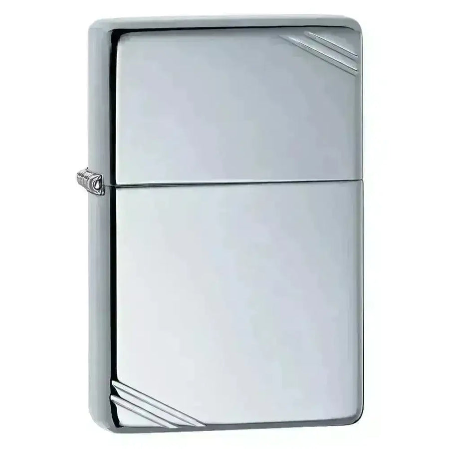 Zippo Lighter - Vintage Høypolert Krom med Skråstreker - Game-On.no