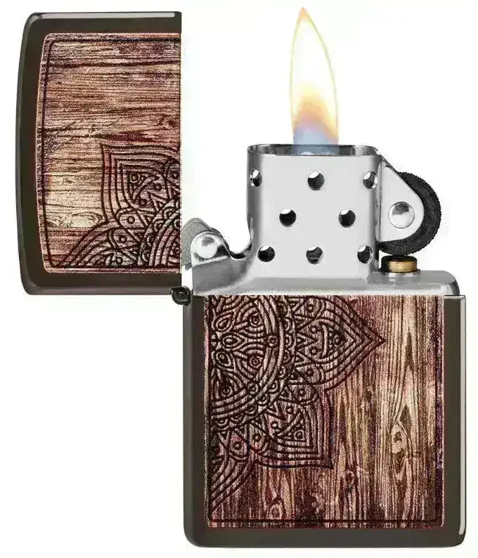 Zippo Lighter - Wood Mandala Design - Game-On.no