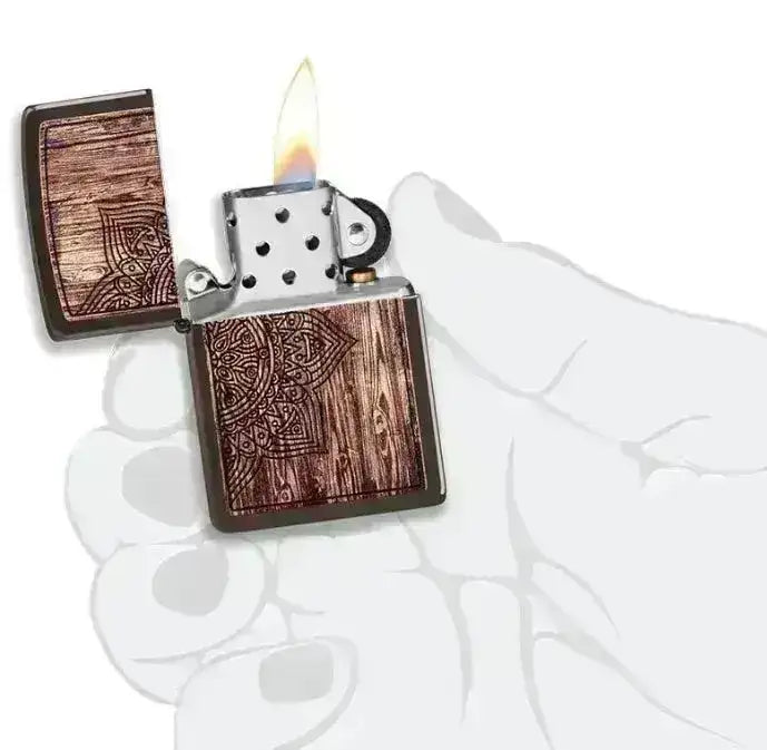 Zippo Lighter - Wood Mandala Design - Game-On.no