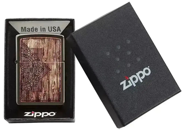 Zippo Lighter - Wood Mandala Design - Game-On.no
