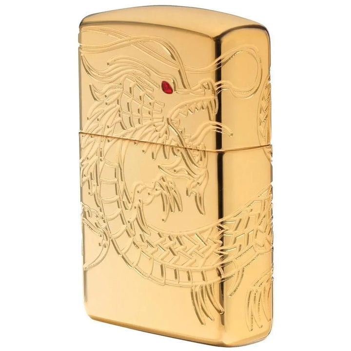 Zippo - Red Eyed Dragon - 360 Degree Gold-Plate Limited - Lighte - Game-On.no