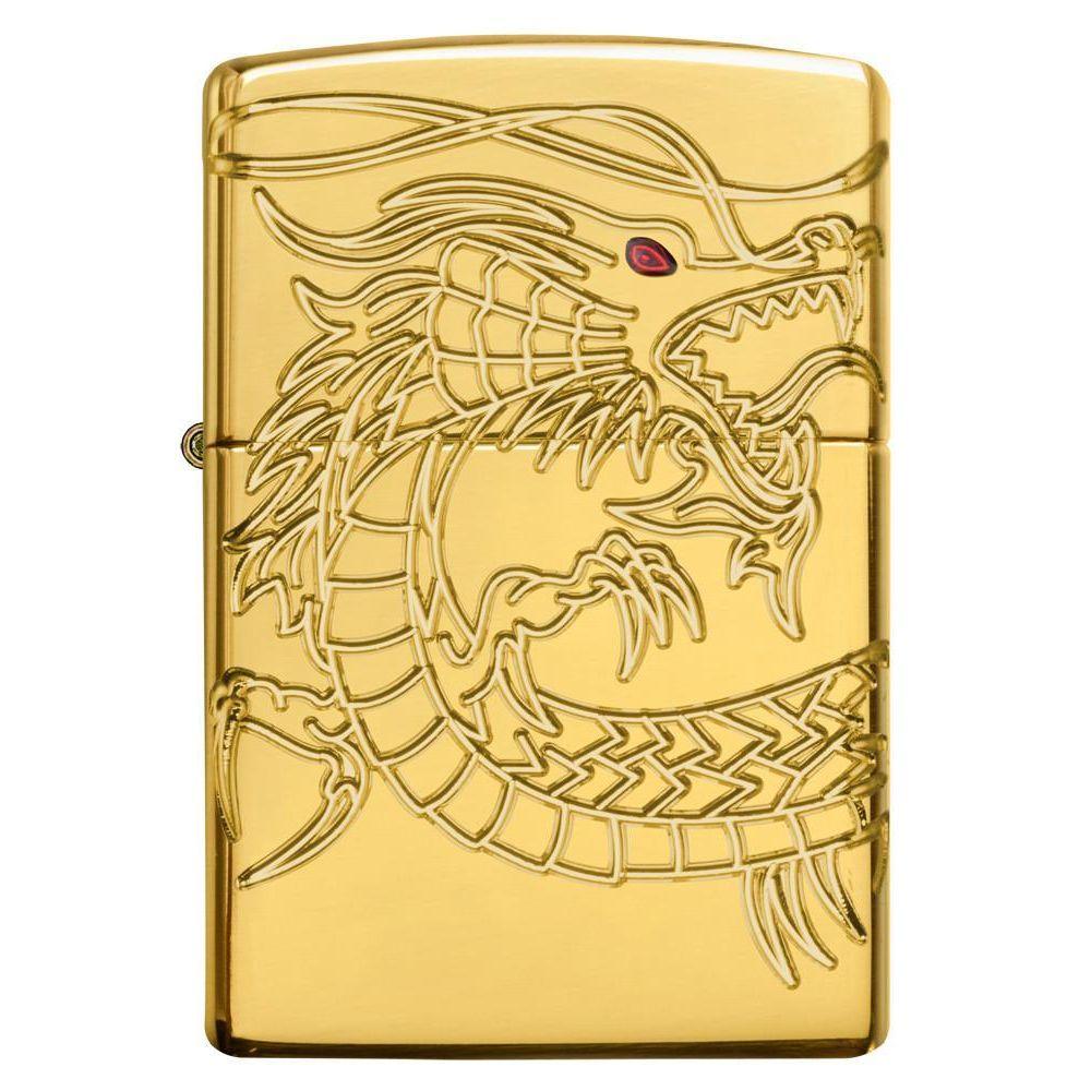 Zippo - Red Eyed Dragon - 360 Degree Gold-Plate Limited - Lighte - Game-On.no