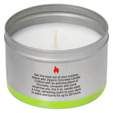 Zippo Citronella lys med kanel og nellik, baksiden med beskrivelse