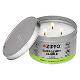 Zippo Nødlys med tre veker tent og lokket lent mot boksen